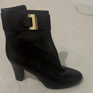 Michael Kors Black Ankle Booties with Gold Accent